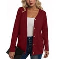 thumbnail image 2 of HAiming Womens Knit Cardigan Long Sleeve Button down V Neck Solid Color Lightweight Sweaters with Pockets, 2 of 4