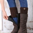 thumbnail image 2 of pitrice Leg Warmer Knitted Leg Sleeve Double Layer Thicken Ankle Boot Sock with W Button, Dark Coffee, 2 of 9