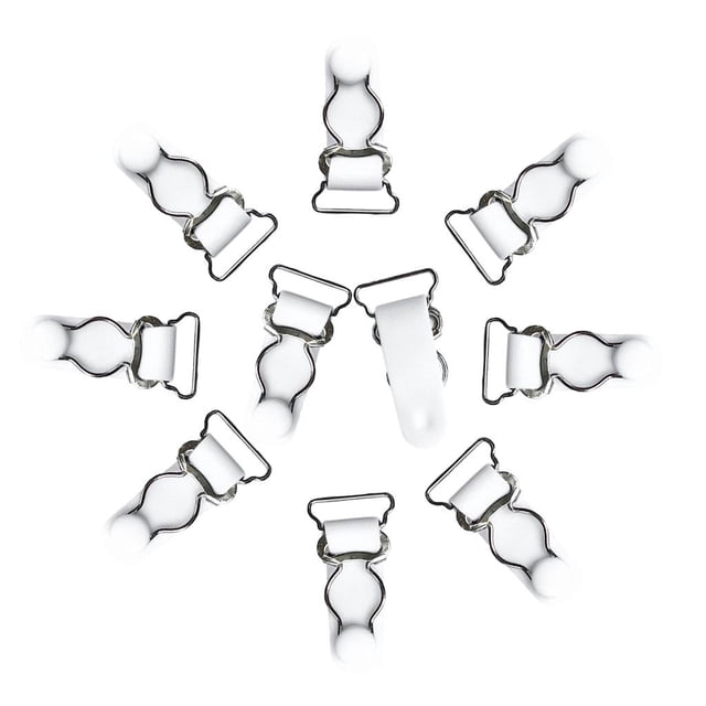 10x Jarretières Réglables 20 mm pour Femmes, Bas Cuisse, Clip de Ceinture, Blanc