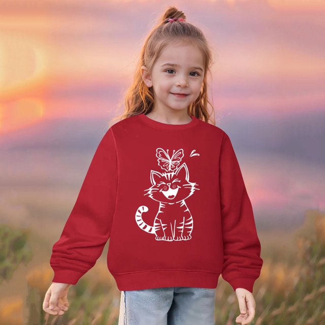 RXIRUCGD Automne et Hiver Moyen Grandes Filles Garçons Imprimé Cœur Chandail à Manches Longues Haut ( Rouge, Taille : 5 Ans )