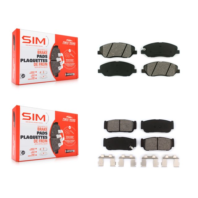 SIM Front Rear Semi-Metallic Brake Pads Kit for Car Hyundai Entourage Kia Sedona To 04/27/06 KSM-100083