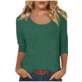 thumbnail image 1 of 2025 Femmes Décontracté Uni Jr Automne Mode Couleur Imprimé Col Bas Femmes Hauts Spandex Coupe Manches 3/4 T Femmes Polyester Spandex Chemise Haut, 1 of 7