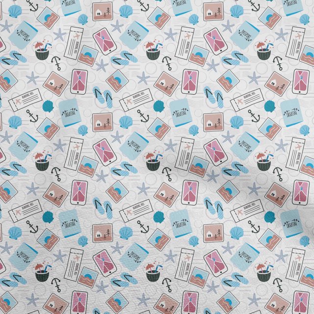 oneOone Cotton Flex Turquoise Blue Fabric Travel Craft Projects Decor Fabric Printed By The Yard 40 Inch Wide