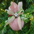 thumbnail image 2 of Holiday Time Ornement Boule En Tissu À Rayures Rouge/ Blanche, 2 of 4