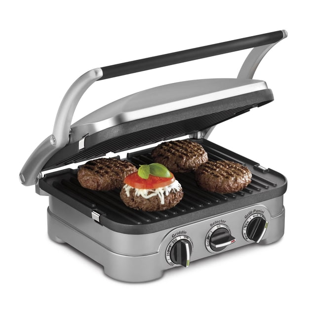 Cuisinart Stainless Steel 5-in-1 Griddler with Reversible Nonstick Grill and Griddle Plates, 1500 Watts