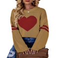 thumbnail image 1 of Chandail pour Femmes Manches Longues Col Tricoté Cœur Ample Fête de Rue Chemise Décontractée Rose TG, 1 of 5