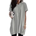 thumbnail image 1 of Qertyioot Women's Solid Color Hooded Drawstring Round Neck Short Sleeved T-shirt Loose Top, 1 of 6