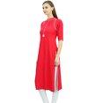 thumbnail image 2 of Phagun Mandarin Collar Kurti For Womens Ethnic India Tunic Top Ladies Rayon Kurta, 2 of 7