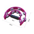 thumbnail image 2 of Double Row Handheld Tambourine Metal Jingles Hand Held Musical Percussion Drum Half Moon Hand Bell, 2 of 7