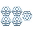 thumbnail image 4 of 5pc Silicone Hexageon Set Plat d'Isolation Thermique Tasse Bol Tapis pour Table à Manger Bleu, 4 of 12