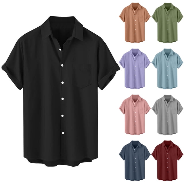 QIPOPIQ Chemise Oxford à Manches Courtes pour Homme Coupe Régulière Chemises à Col Boutonné avec Poche Liquidation. Fabriquée en Coton Respirant et Infroissable, Cette Chemise Présente un Col Boutonné, des Manches Courtes et une Poche Poitrine Gauche. l'Image Met en Valeur Diverses options de Couleur, Y Compris Noir, Vert, Bleu, Rouge et Plus, Affichée en format à Carreaux. Convient aux Contextes Décontractés, de Travail Ou Formels, Elle Offre une Coupe Ajustée avec un Pli au Dos pour un Confort Accru.