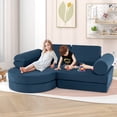 thumbnail image 4 of Gymax Canapé Modulable pour Enfants 13 Pcs, Sofa Sectionnel Polyvalent pour Tout-Petits, Bleu, 4 of 9