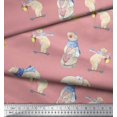 thumbnail image 2 of Soimoi Cotton Duck Fabric Cycle,Rabbit & Bear Kids Print Fabric by the Yard 56 Inch Wide, 2 of 2