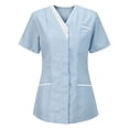 thumbnail image 1 of BVOFAR Women's Short Sleeve Scrub Tops V Neck Soft Comfy Housekeeping Uniforms Nurse Working Tops with Pockets, 1 of 3