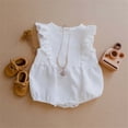 thumbnail image 3 of PMVFHDE Combinaisons et Barboteuses pour Filles, Barboteuse d'Été Sans Manches à Volants pour Bébé, Col Rond, Combinaison Mignonne en Coton Doux et Lin pour Tout-Petits, Justaucorps pour Filles&One-Pieces Beige,3-6 Mois, 3 of 3