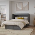 thumbnail image 2 of Monroe Solid Wood Frame Full Size Murphy Bed Chest with Mattress in Gray, 2 of 20