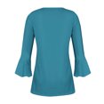 thumbnail image 4 of Babysbule Chemises pour Femmes Tunique Plissée 3/4 Hauts 2025 Tendance Habillée Décontractée Été Col en V Boutons Hauts, 4 of 4