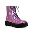 thumbnail image 1 of Unique Bargains Women's Round Toe Platform Lace Up Combat Ankle Boots, 1 of 8