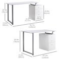 thumbnail image 2 of 47" White Computer Desk with Reversible Drawers - Home Office Writing Table | Metal Frame, 23.6" Wide | Ideal for Work & Study Spaces, 2 of 7