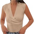 thumbnail image 2 of LSLJS Blouse Haut Uni à Manches Courtes à Col en V Confortable et Décontracté pour Femmes, Camisole Débardeur pour Femmes, 2 of 7