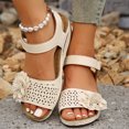 thumbnail image 5 of Latrodar Sandales Compensées pour Femmes Sandales de Randonnée Femmes Plage Confortables Extensibles Fleurs Sandales Boucle Bout Rond Chaussures Talon Plat (O"-1) Sandales Larges Solides pour Femmes Âgées Anniversaire, 5 of 5