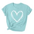 thumbnail image 2 of Styesk T-Shirts pour Femmes Confortables Doux Col Rond T-Shirts Chandail Mode Léger Manches Courtes T-shirt Saint-Valentin Graphique Décontracté Grande Taille Hauts Imprimé Cœur Hauts de Sortie, 2 of 3
