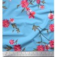 thumbnail image 1 of Soimoi Poly Georgette Fabric Leaves & Pink Flower Printed Craft Fabric by the Yard 42 Inch Wide, 1 of 3