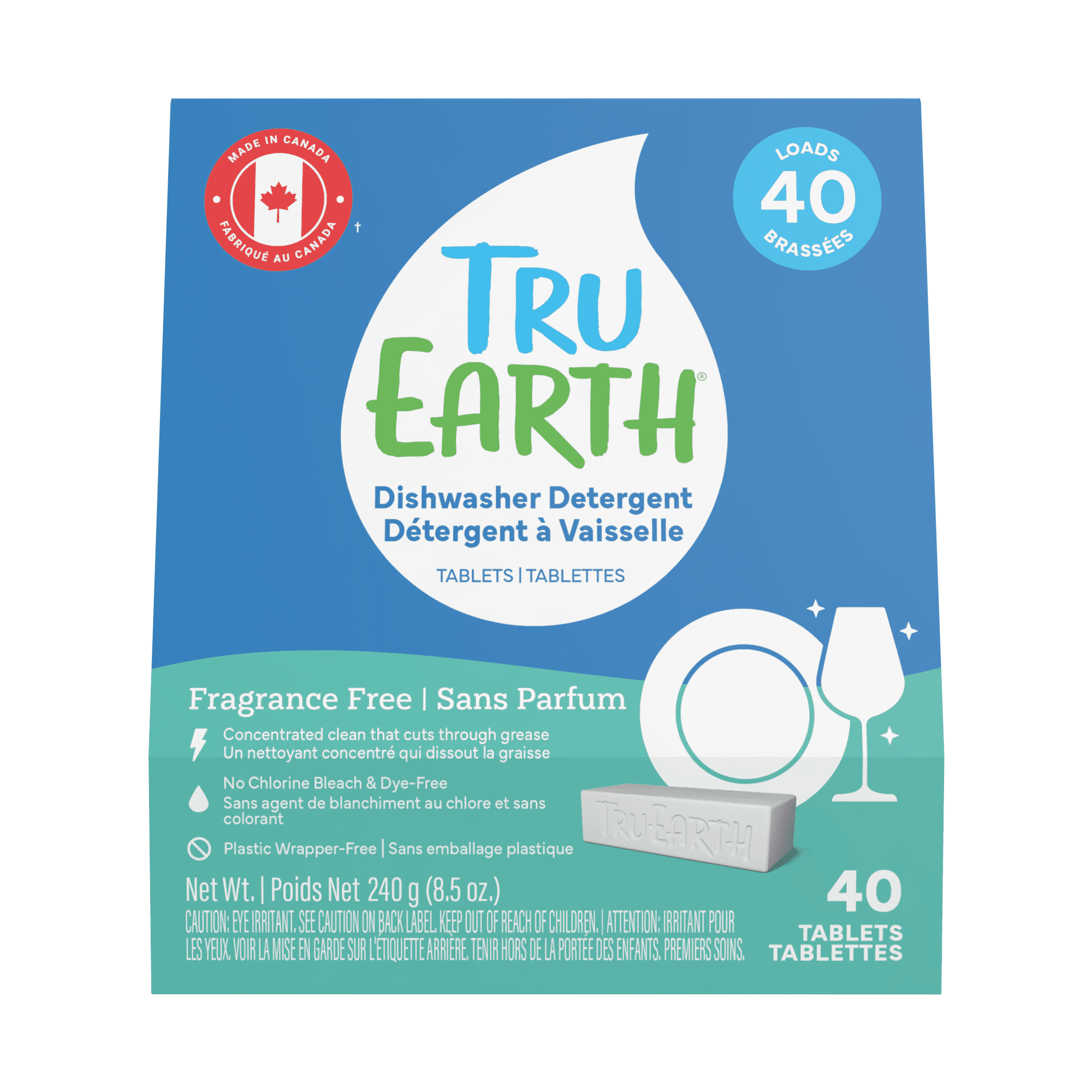 Tru Earth Dishwasher Detergent Tablets - 40 Tablets - Fragrance-Free