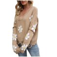 thumbnail image 2 of EGNMCR Cardigans pour Femmes, Chandails pour Femmes pour Femmes et Manches d'Hiver Décontracté Chandail Tricoté Imprimé Col en V Chandail pour Femmes, 2 of 7
