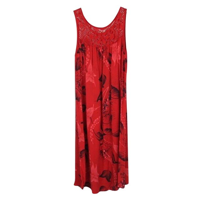 Birdeem Robe Sans Manches à Col Rond en Dentelle Imprimée pour Femmes Printemps/été