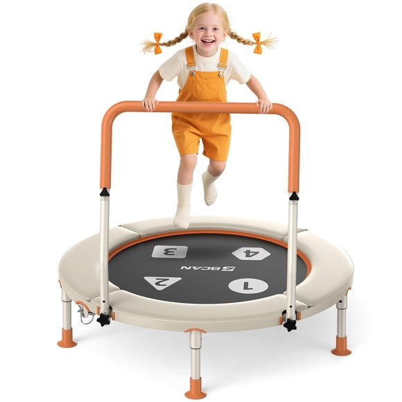 BCAN 36inch Mini Toddler Trampoline for Kids Ages 1-6 Indoor Outdoor Folding Small Rebounder Trampoline with Foam Handle Safety Padded Cover, Gift for Boy and Girl