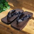 thumbnail image 3 of ZheElen Japanese Clogs Slippers Geta Sandals Flip Flops for Men Women 36 Blue Square Size 43 1Set, 3 of 6