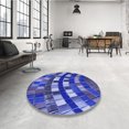 thumbnail image 4 of Ahgly Company Tapis d'Intérieur Lavable en Machine Carré Bleu Cobalt Transitionnel, 6 Pieds Carré, 4 of 7