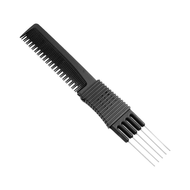 Milisten Black Carbon Fiber Anti-Static Steel Wire Clip Comb Rat-Tail Comb Hair Tool