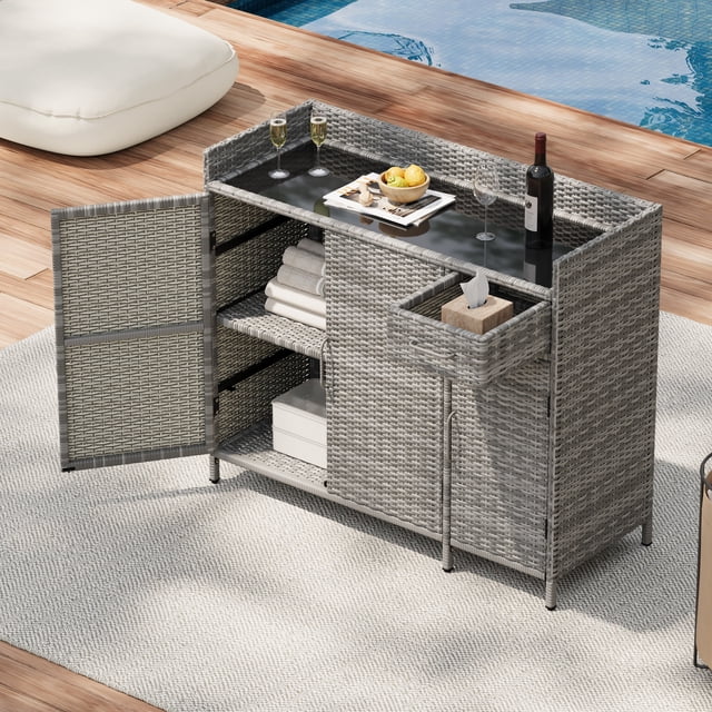 Outdoor Patio Storage Cabinet, Grey Garden Storage Organizer