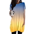 thumbnail image 2 of TSADFHJI Hauts de Noël Grande Taille pour Femmes Été Décontracté Ample Chandail Col Rond Tunique à Manches Courtes avec Poches G Jaune, 2 of 5