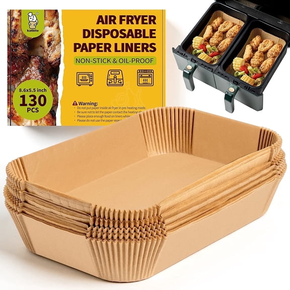 Doublures Jetables pour Friteuse à Air Chaud 130 Pcs, Doublures Rectangulaires 8,6 X 5,5 Po pour Panier de Friteuse à Air