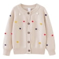 thumbnail image 2 of RXIRUCGD Cardigan Veste en Tricot de Coton à Col Rond, Boules Colorées Crochetées à la Main pour Garçons et Filles ( Kaki, Taille : 4 Ans ), 2 of 9