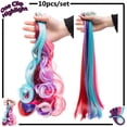 thumbnail image 3 of 10pcs/set Highlight Multicolor Streaks Clip in Hair Extensions Hairpiece Long Straight Rainbow Hair, 3 of 6