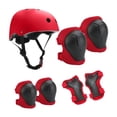 thumbnail image 2 of Almencla 7 Pieces Kids Helmet Protection Gear Set Hand Elbow Knee Pads Teens Children Skateboard Helmet for Bike Riding Sports Red, 2 of 8
