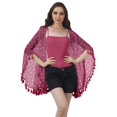 thumbnail image 2 of Moomaya Boléro de Couverture Imprimé Cardigan Élégant Multicolore avec Pompons Vêtements d'Été de Plage pour Femmes, 2 of 5