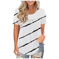 thumbnail image 2 of Pompotops Mode Femmes Dentelle Pachwork Imprimé Manches Courtes O-Cou Tops Blouse Décontractée, 2 of 6