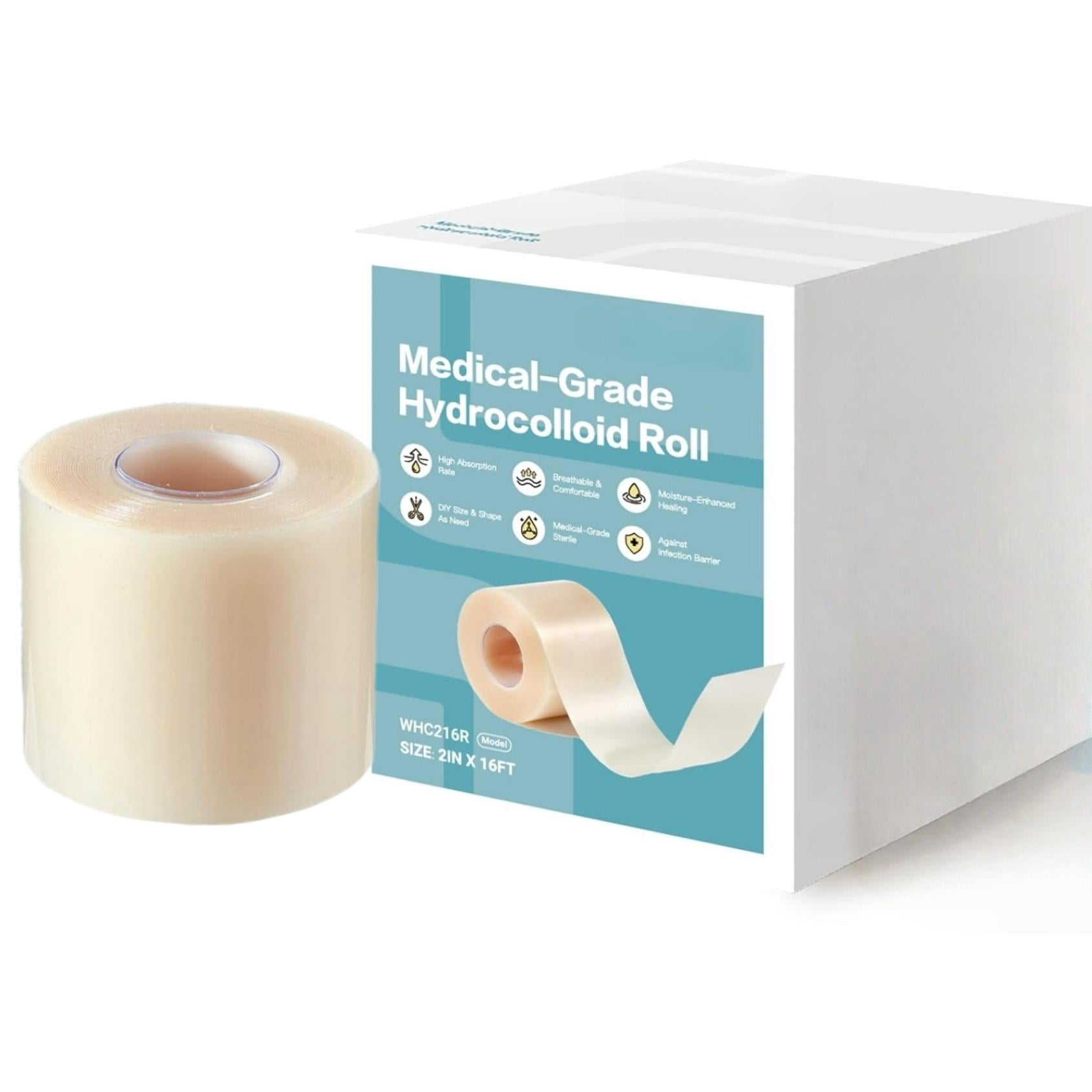 Hydrocolloid Roll for Wound Care  Hydrocolloid Patch Bandages with Self-Adhesive, Bed Sore Bandages, Sterile and Waterproof and DIY Size Shape First Aid Kit, Medical Grade