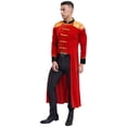 thumbnail image 2 of iiniim Men's Steampunk Victorian Jacket Medieval Ring Leader Gothic Tailcoat Circus Ringmaster Costume Red M, 2 of 7