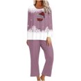 thumbnail image 1 of Pisexur Pyjamas de Noël pour Femmes Ensemble Deux Pièces Tendance Vacances Imprimé Verre de Vin Rouge Pjs Décontractés Manches Longues Col Rond Hauts Pantalons de Pyjama Vêtements de Nuit, 1 of 4