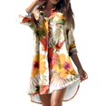 thumbnail image 2 of Cache-maillots pour Femmes Cache-Maillots d'Été Décontractés pour Femmes Col Rabattu Manches Longues Blouse Imprimée à Boutons avec Poche Robes Chemise Cache-Maillots pour Maillots de Bain Robe pour Femmes en Liquidation, 2 of 7