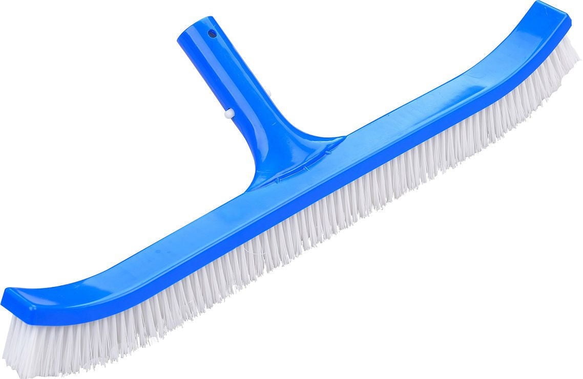 Brosse de piscine incurvée de 18" pour murs et planchers avec poils en fibre de nylon, châssis léger