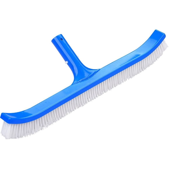 Brosse de piscine incurvée de 18" pour murs et planchers avec poils en fibre de nylon, châssis léger
