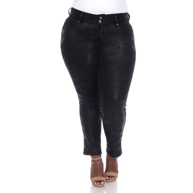 White Mark Pantalon pour Femme en Faux Suède à Imprimé Serpent