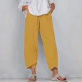 thumbnail image 1 of RXIRUCGD Women's Summer Comfortable Loose Wide Legged Fashion Solid Color Capris, Yellow, Size: L, 1 of 5